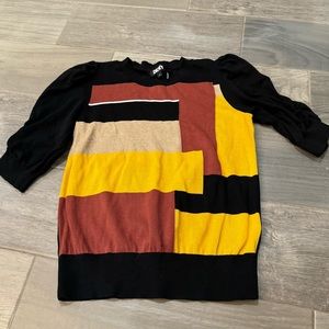 DKNY Colorblocked Elbow Puff Sleeve Sweater